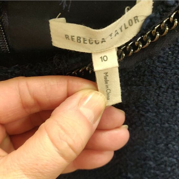 REBECCA TAYLOR Chambray Sleeveless Dress Chain Neckline Women’s Size 10 Blue - Picture 10 of 12